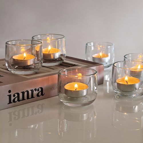 Gurfuy Clear Glass Votive Candle Holders 6 Set - Tealight Candle Holder for Festival Wedding Propose Parties Holiday Table Centerpiece Shelf Decoration Fall Home Decor - color: Clear