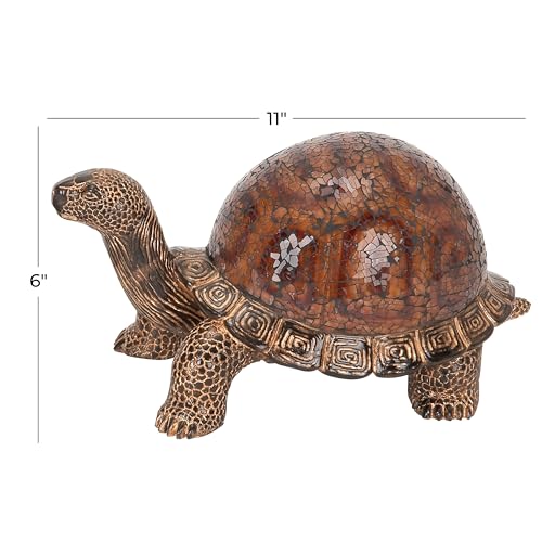Deco 79 Polystone Turtle Decorative Sculpture Home Decor Statue, Accent Figurine 11" x 6" x 6", Brown