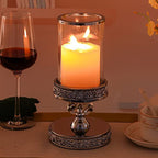 Candle Holder for Pillar Candle, Pillar Candle Holders for Wedding, Coffee Dining Table, Christmas, Table Centerpieces, Home Décor ZXC048D (1 Crystal Ball) - size: Silver ( S )