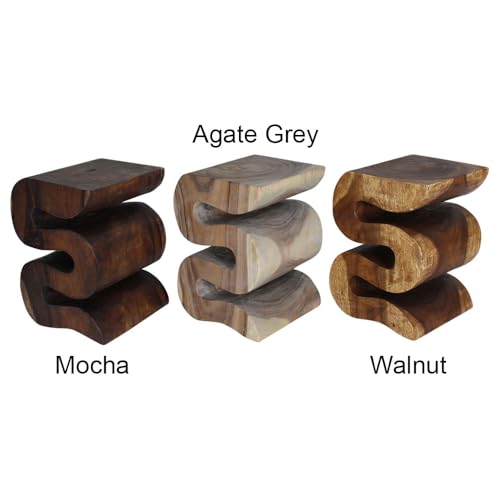 Haussmann Wood Big Wave Verve Accent Snake Table 14 x 14 x 20 in H Walnut Oil - color: Walnut, size: Medium