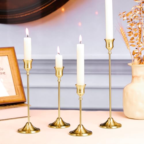 Candlestick Holders, 4PCS Taper Candle Holder for Candlesticks, Gold Candle Holders for Table Centerpiece, Wedding, Party - color: Gold, size: 4pcs