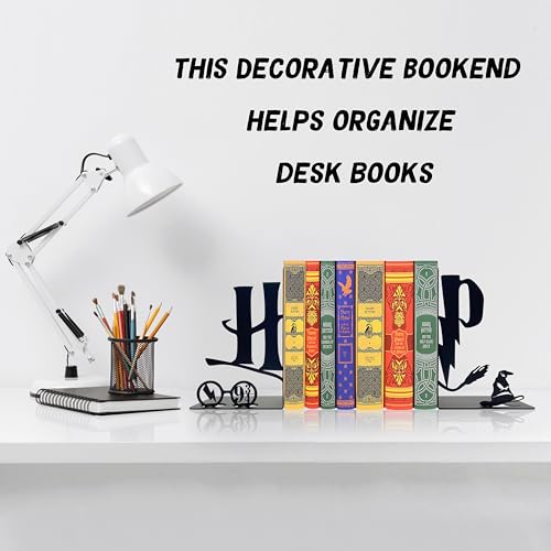 H&P Decorative Bookends – Modern Kids Book Stopper for Shelves, Nook Desk Accessories, and Home Decor