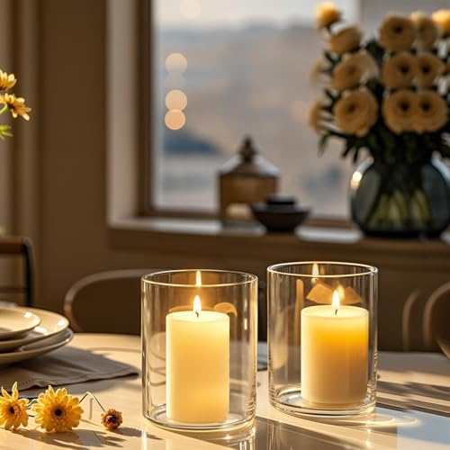 TBWIND 12pcs Small Glass Cylinder Vases for Centerpieces, 4 Inch Clear Flowers Vase for Wedding Decorations, Glass Hurricane Candle Holder for Home Decor Table Centerpiece - size: 12 Pack 4 Inch