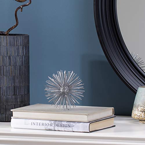 Torre & Tagus Spike Ball Silver Sphere Decor, Mid Century Modern Metal Silver Starburst for Home Decor On Shelf, Coffee Table, Wedding or Handmade Gift (4") - color: Silver, size: Small