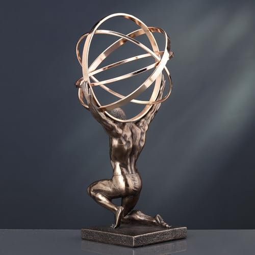 Veronese Design 9 Inch Atlas Carrying Celestial Sphere Statue Cold Cast Resin Antique Bronze Finish