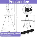 4 Pack Art Painting Artist Easel Stand Adjustable Portable Aluminum Metal Tripod Display Easel with 4 Bag Height from 20-66 Inches Tabletop Art Easel for Table-Top/Floor Drawing and Displaying,Silver