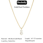 Mothers Day Gifts - 14K Gold Plated Pearl Necklaces for Women Trendy Dainty Necklace Simple Layered Gold Pearl Necklace for Women Mothers Day Wedding Birthday Gifts - color: 3-Two Pearl