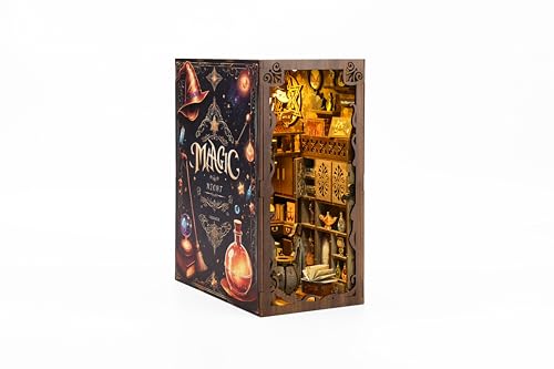 DIY Wooden Book Nook 3D kit Magic House - Booknook Book end Bookend Puzzle Bookshelf Decor LED Light