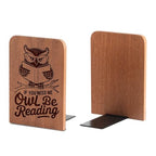 Owl Gifts for Women Men, Owl Bookends, Heavy Duty Wooden Book Ends for Shelves Decorative(1 Pair, 4.72x6.69 Inches)