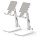 Cell Phone Stand, Adjustable Angle and Height Cell Phone Holder for Desk, Foldable and Portable, Anti-Slip Silicone Pad, Compatible with All Mobile Phones and 4-8 Inch Devices (White&White) - color: White&White