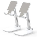 Cell Phone Stand, Adjustable Angle and Height Cell Phone Holder for Desk, Foldable and Portable, Anti-Slip Silicone Pad, Compatible with All Mobile Phones and 4-8 Inch Devices (White&White) - color: White&White