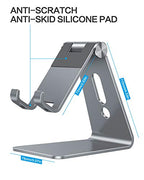 OMOTON Adjustable Cell Phone Stand, C2 Aluminum Desktop Phone Holder Dock Compatible with iPhone 15 14 13 Xs XR 8 Plus 7 6, Samsung Galaxy, Google Pixel, Android Phones, Grey - color: Grey