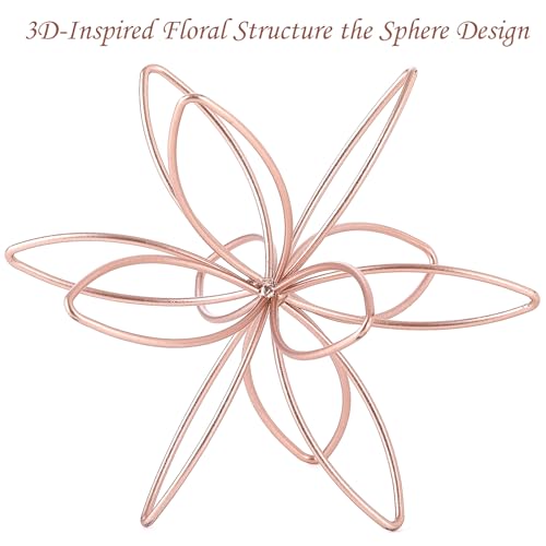 8" Metal Sphere Decor, Metal Floral Tabletop Sculpture, Abstract Tabletop Decorative Spheres for Home Decor (Rose Gold) - color: Rose Gold-8in