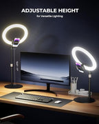 UBeesize 12" Desk Ring Light with Stand & Phone Holder - Adjustable Studio Light for Photography，Zoom Meetings, YouTube, TikTok, Live Streaming - style: Classic Model