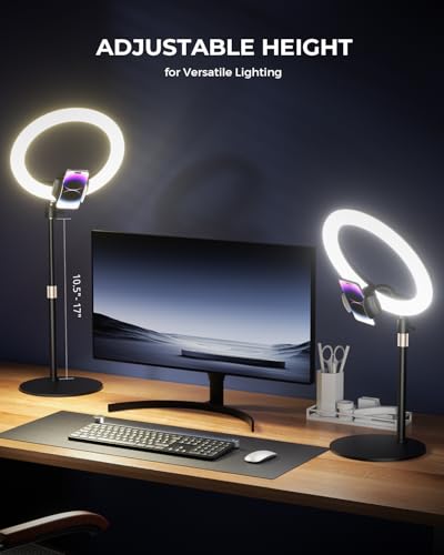 UBeesize 12" Desk Ring Light with Stand & Phone Holder - Adjustable Studio Light for Photography，Zoom Meetings, YouTube, TikTok, Live Streaming - style: Classic Model
