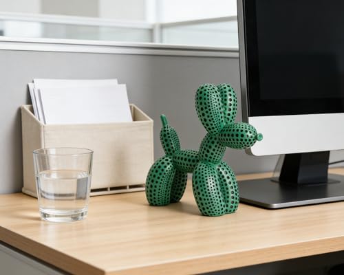 Balloon Dog Statue Decor Polka Dot Dog Cool Stuff to Put on Shelves, Green Balloon Dog Statue Decoration Fun Paperweight, 5 inch Versatile Color Options - color: Green