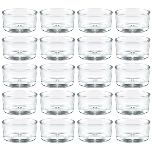 36 Pack Clear Glass Tealight Candle Holders, 1.8 Inch Wide x 1 Inch High, for 1.5" Tealights, Bulk for Wedding Centerpieces, Party, Dinner, Home Decor