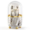 GOTOBA 360° Rotating Pencil Holder for Desk, Makeup Brush Holder with 6 Slots, Desk Organizer for Writing Utensil, Office and School Supplies (Clear with cover) - color: Clear with cover