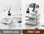 Gagee 4 Pack Paper Organizer for Desk,Clear Stackable Paper Sray Holder, Office Desk Organizer for Notes, Pens, File, Document - size: 4 Vertical