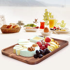 Rectangular Wooden Platters Long Charcuterie Boards Decorations Serving Trays Platter for Cookie, Snack, Appetizer, Dessert, Party, Food Dish Rectangle Acacia Wood Kitchen Platter Plates Cheese Board - size: 14" x 8" x 0.8"
