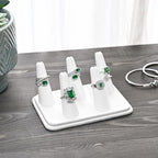 MOOCA Deluxe Leatherette 2 Pcs Set 5-Ring Organizer for Showcase Display Ring Finger Holder Jewelry Display Stands Jewelry Storage, White PU Leatherette, 5 1/4 W x 3 5/8 D x 2 3/8 H inch - color: White Faux Leather, 5 Rings x 2