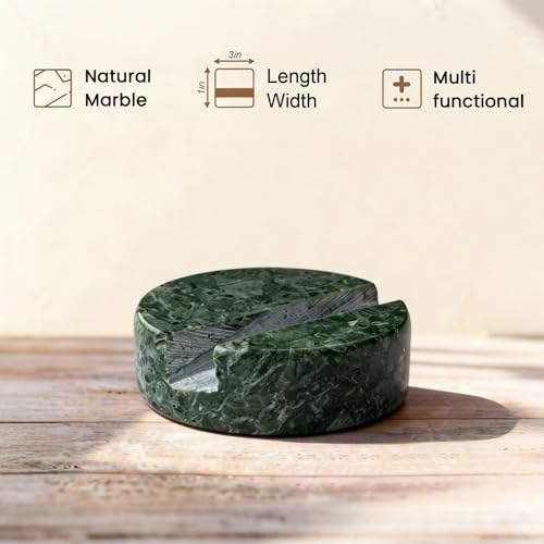 Luxury Natural Marble Cell Phone Stand Holder for Cellphone Tablet On Desk, Pad, Countertop, Table, Nightstand. Heavy Real Stone Mobile Phone Stands (Jade Green)