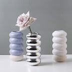 Nordic Ceramic Vase Modern Abstract Art Geometric Flower Plant Holder Decor - size: Yellow four petals