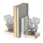 Deco 79 Glass Handmade Decorative Bookends Freeform Non Skid Bookends with Clear Gold Supports, Set of 2 Office Bookends5 W, 6" H, Clear - size: 5"W, 6"H