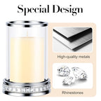 2pcs Hurricane Candle Holder, Pillar Candle Holders with Clear Glass Sleeve, Small Crystal Lantern for Fall Thanksgiving Christmas Holiday Dining Table Centerpiece (Silver) - color: Silver