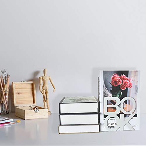 Book Ends - Decorative Metal Book Ends Supports for Bookrack Desk (White 2Pack) - color: White, size: 2 pair