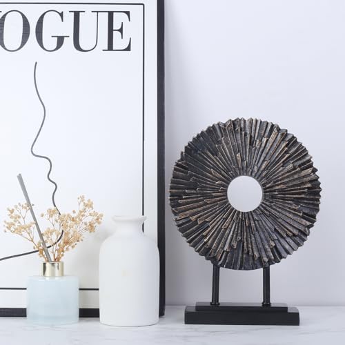 Minimalist Round Statue Above Cabinet Decor Kitchen, Modern Decorative Sculpture Home Decorations for Living Room Coffee Table, Office Decor Items, Center Pieces Decoration (Black) - color: Black