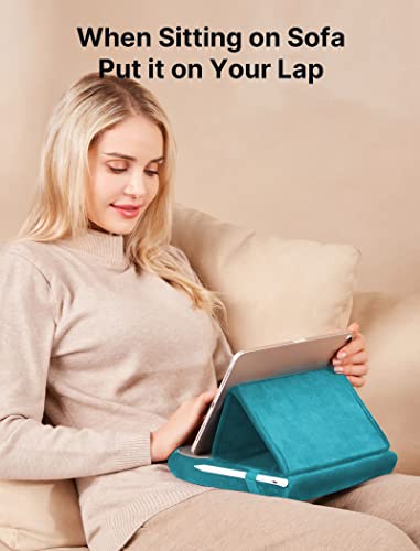 JSAUX Tablet Pillow Stand, Tablet Stand Holder Dock for Lap, Bed and Desk Compatible with iPad Pro 11 10.5 9.7 10.2 Air Mini, Kindle, Tablets, Phones, E-Reader, Books and More 4-10.9'' Devices Green - color: Green