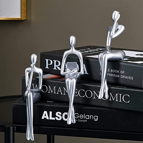 XINXAUN Silver Statue Home Decor - Modern Bookshelf & Desk Decor - 3 Piece Set - color: Silver