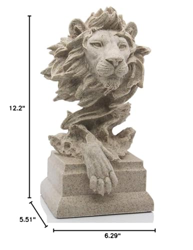 H&W Sandstone Lion - The King of Beasts - Statue Decoration for Home/Study/Living Room, Great Collectible Figurines, Best Gift for The Man, Sandstone Color (HH17-D2) - color: Sandstone