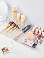 SMARTAKE 37-Piece Drawer Organizer with Non-Slip Silicone Pads, 4-Size Desk Drawer Organizer Trays Storage Tray for Makeup, Jewelries, Utensils in Bedroom Dresser, Office and Kitchen (Clear) - style: 37 PCS