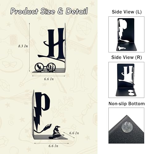 H&P Decorative Bookends – Modern Kids Book Stopper for Shelves, Nook Desk Accessories, and Home Decor