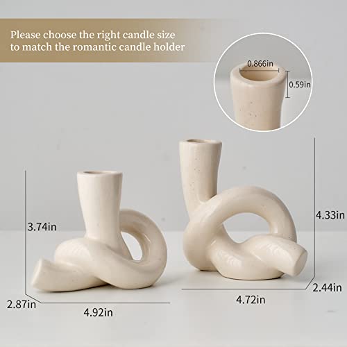 2 Pcs Pretty Ceramic Candle Holder, Modern Abstract Art Candlestick Holder Set, Table Centerpiece Taper Candle Holders Decorations for Home Decor Wedding, Dinning, Party, Mantel, TV Stand, and Kitchen