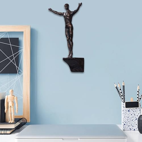 Climbing Man Wall Sculpture – Resin Decor Figure, Modern Art Accent, Black Home Ornament | Unique 3D Hanging Statue Piece, Artistic Abstract Wall Decoration Setup Living Room Bedroom Workplace Design - size: diving, style: Black