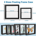 Linkstyle 10PCS 3D Floating Frame Display Stand, Transparent PE Floating Display Case, Challenge Coins Specimen Medallions Jewelry Storage Box Suspension Frame - size: 4.3x4.3in, 3.5x3.5in