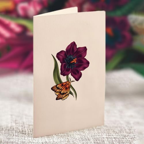 Freshcut Paper Pop Up Cards, Mini Moonlight Garden, 6 Inch Life Sized Forever Flower Bouquet 3D Popup Greeting Card, Birthday Cards, Thank You Card, Blank Notecard & Envelope - color: Moonlight Garden, size: Mini