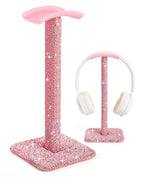 Luxury Rhinestone Headphone Stand – Cute Crystal Headset Holder for Gamer Girl Desk Setup – Bling Kawaii Desk Accessories with Soft Headrest – Aesthetic Gift for Daughter & Girlfriend (Pink) - color: Pink Sparkle