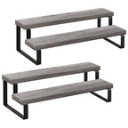 YINMIT Wooden Display Riser Stand, Tiered Perfume and Cologne Organizer Stand, 2 Tier Spice Rack Organizer, Rustic Display Shelf for Candles (2 Tier,2Pack,Grey) - color: 2 Tier,2Pack,Grey