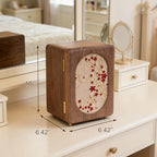 KINTNESS Black Walnut Wooden Jewelry Box - 5 Drawers Large Jewelry Organizer with Delicate Floral Pattern for Women, Side door Space for Necklace, Jewelry for Bracelet, Earing, Rings - style: Embroidered 5-Drawer Design