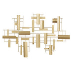 CosmoLiving by Cosmopolitan Metal Geometric Home Wall Decor 3D Stripe Wall Sculpture, Wall Art 36" x 1" x 23", Gold - size: 36"L x 23"W