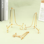 Gold Iron Display Stand Craft Bracket Book Holder Photo Pedestal Bowl Dish Frame Picture Plate Rack Easel Storage Decoration（6in） - size: Large
