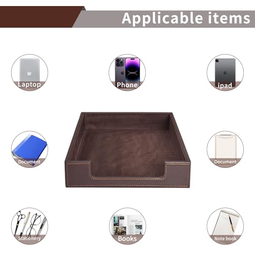 PU Leather Letter Tray - Load Documents Trays Front for Office Desktop Organizer - Desk Magazine, File, A4 Paper Holder - Paper Document File Holder Drak Brown (Drak Brown, A4-Tray) - color: Drak Brown
