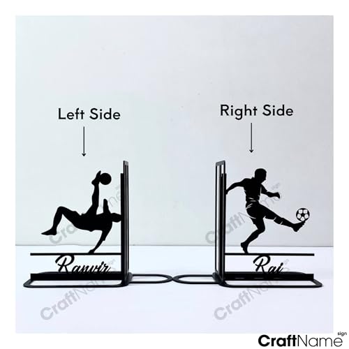 Custom Soccer Bookends for Shelves Decorative, Soccer Bookshelf Holder, Football Book Ends Metal Art, Book Stopper for Heavy Books, Soccer Bookends Hold Books for Home Office - color: Design 10