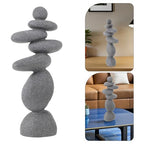 DECHOUS Large Stacked Rocks Sculpture, 16.5 Inch Tall, Resin Rock Cairn Stone Stacked Zen Garden Balanced Stone Statue for Indoor Outdoor Patio Home Meditation Decor