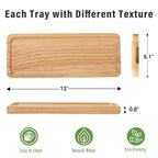 Rectangular Wooden Serving Tray, 13" x 5" with Side Handles, Natural Solid Wood Platter for Bread, Fruits, Snacks & Dessert, Modern Rustic Easy-to-Carry Tray for Home & Kitchen Use
