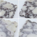 Square Marble Decorative Tray with Scalloped Edge, Luxury Natural Stone Bathroom Vanity Tray, Dresser Top Perfume Coffee Home Kitchen Sink Tray, Key Trinket Ring - color: Bvlgari Purple